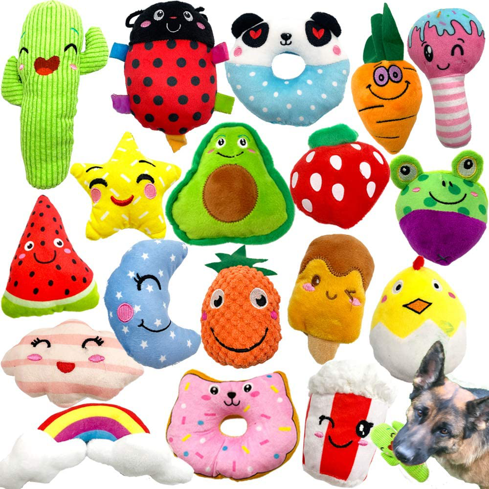 Jalousie 18 Pack Dog Squeaky Toys Cute Stuffed Pet Plush Toys Puppy Chew Toys for Small Medium Dog Puppy Pets - Bulk Dog Squeaky Toys