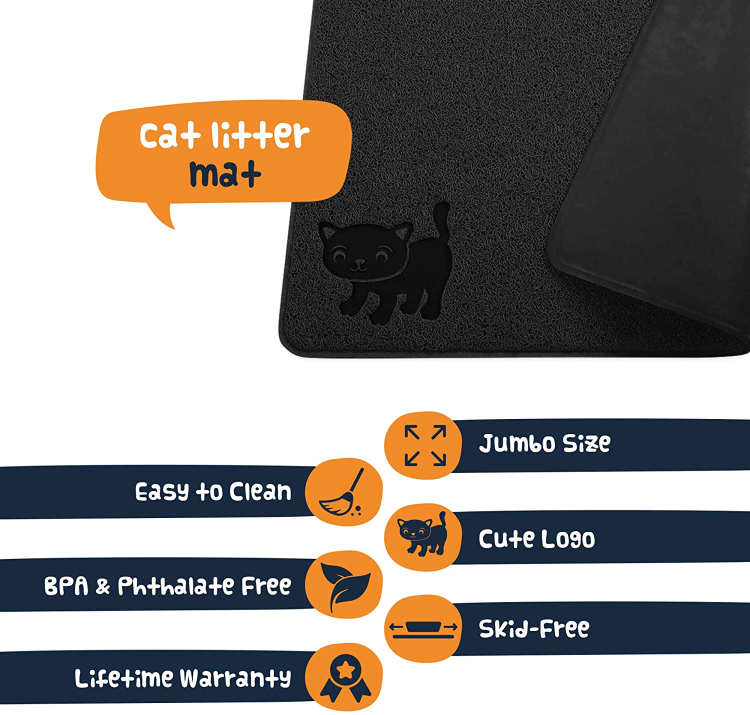 Cat Litter Mat, XL Super size, Phthalate Free, Easy to Clean, Durable, Soft on Paws, Large 47 x 36 Litter Mat.