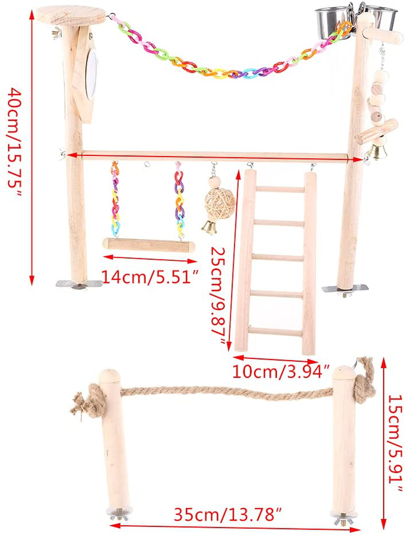 Kerdejar Parrot Bird Play Stand Cockatiel Playground Wood Perch Gym Ladder Feeder Cups Animals & Pet Supplies > Pet Supplies > Bird Supplies > Bird Gyms & Playstands KerDejar   