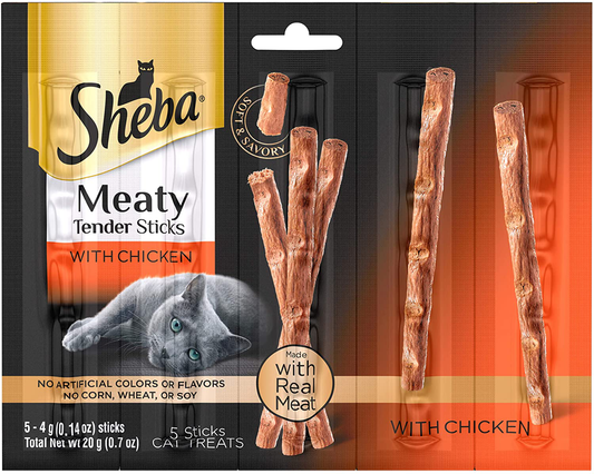 Sheba Meaty Tender Sticks Cat Treats, Pack of 10 Animals & Pet Supplies > Pet Supplies > Cat Supplies > Cat Treats Sheba Treats Chicken  