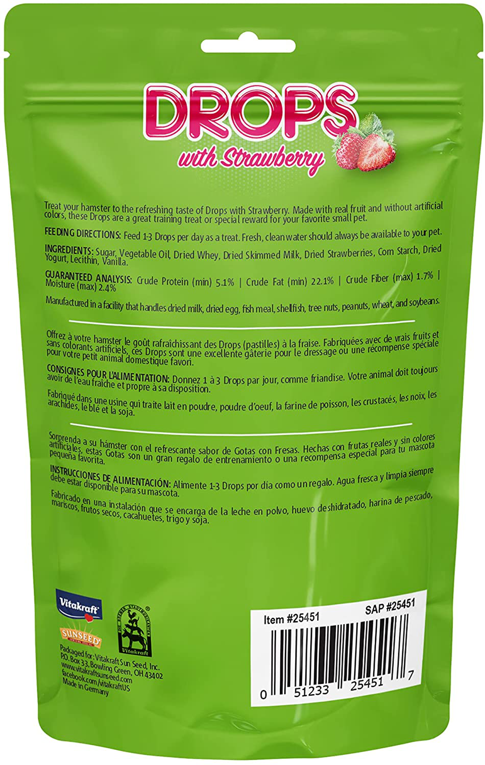 Vitakraft Strawberry Drops Hamsters Animals & Pet Supplies > Pet Supplies > Small Animal Supplies > Small Animal Treats Vitakraft   