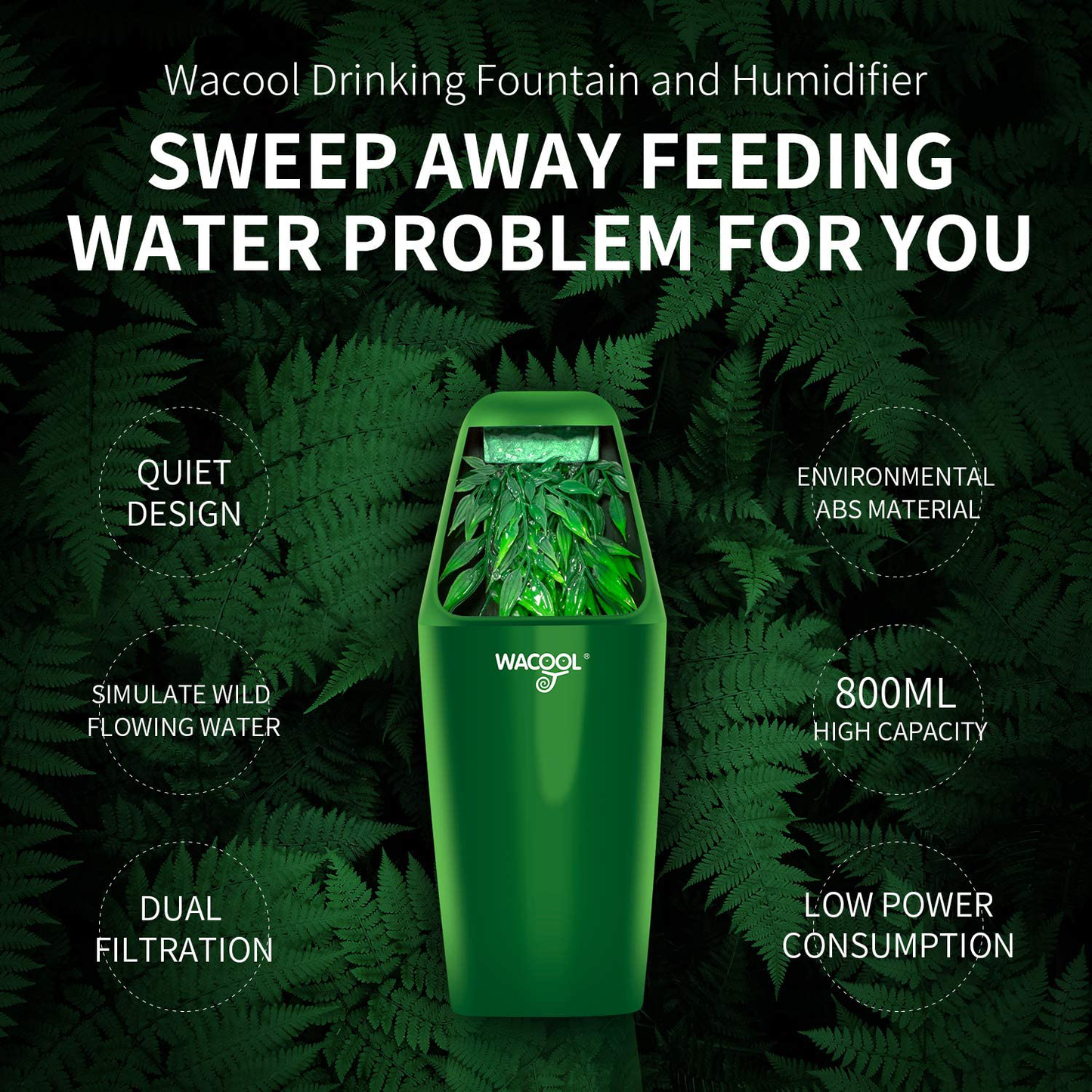 WACOOL Automatic Reptile Dripper, Reptile Drinking Fountain Water Dispenser for Chameleon Iguana Crested Gecko Lizard Amphibians Animals & Pet Supplies > Pet Supplies > Reptile & Amphibian Supplies > Reptile & Amphibian Habitat Accessories WACOOL   