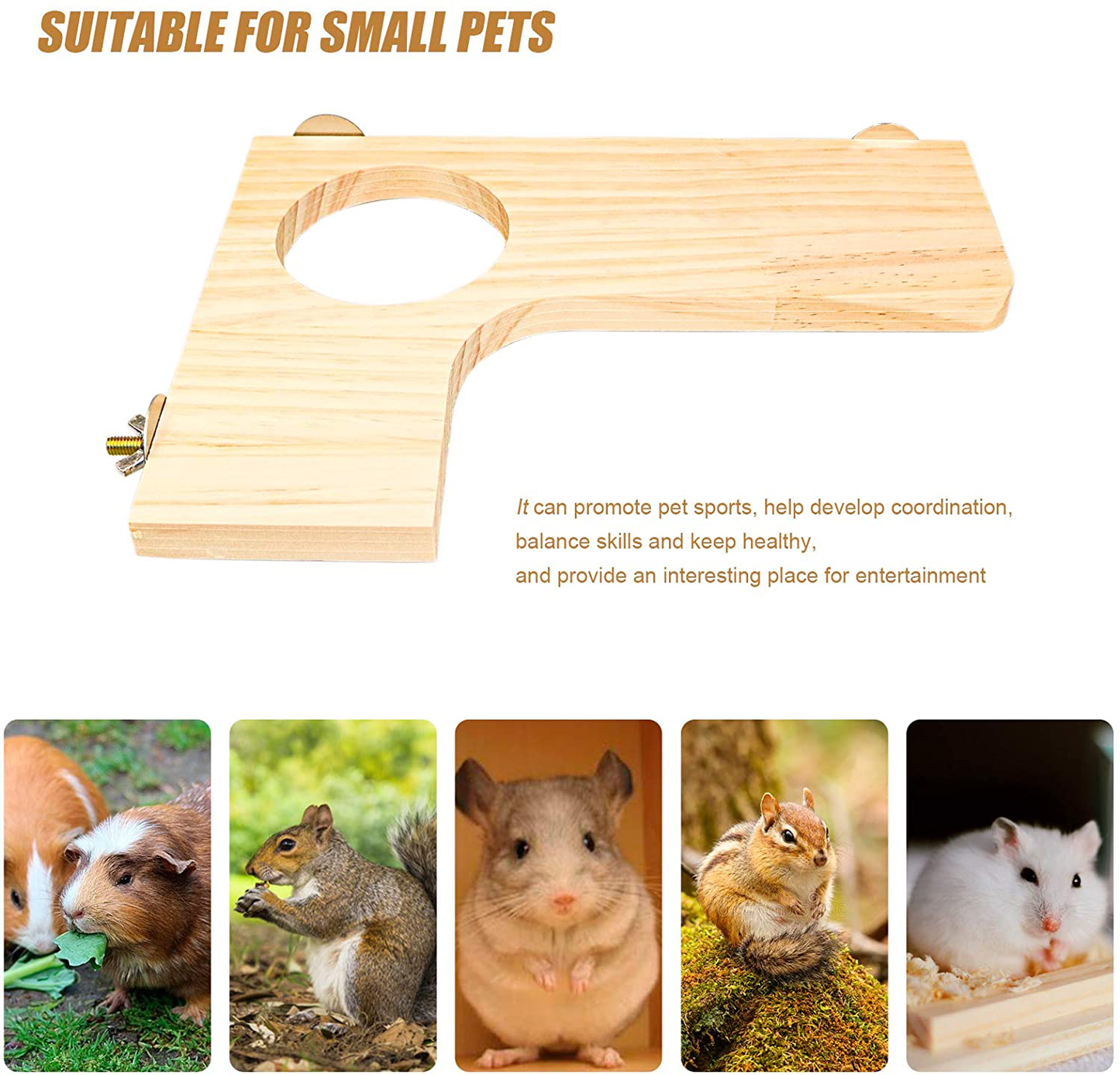 Squirrel Gerbil Chinchilla and Dwarf Hamster L-Shaped round Hole Wooden Platform, 3 Pieces of Natural Hamster Standing Platform Chinchilla Cage Accessories, Birds Parrots Activity Playground Animals & Pet Supplies > Pet Supplies > Small Animal Supplies > Small Animal Habitat Accessories Roundler   