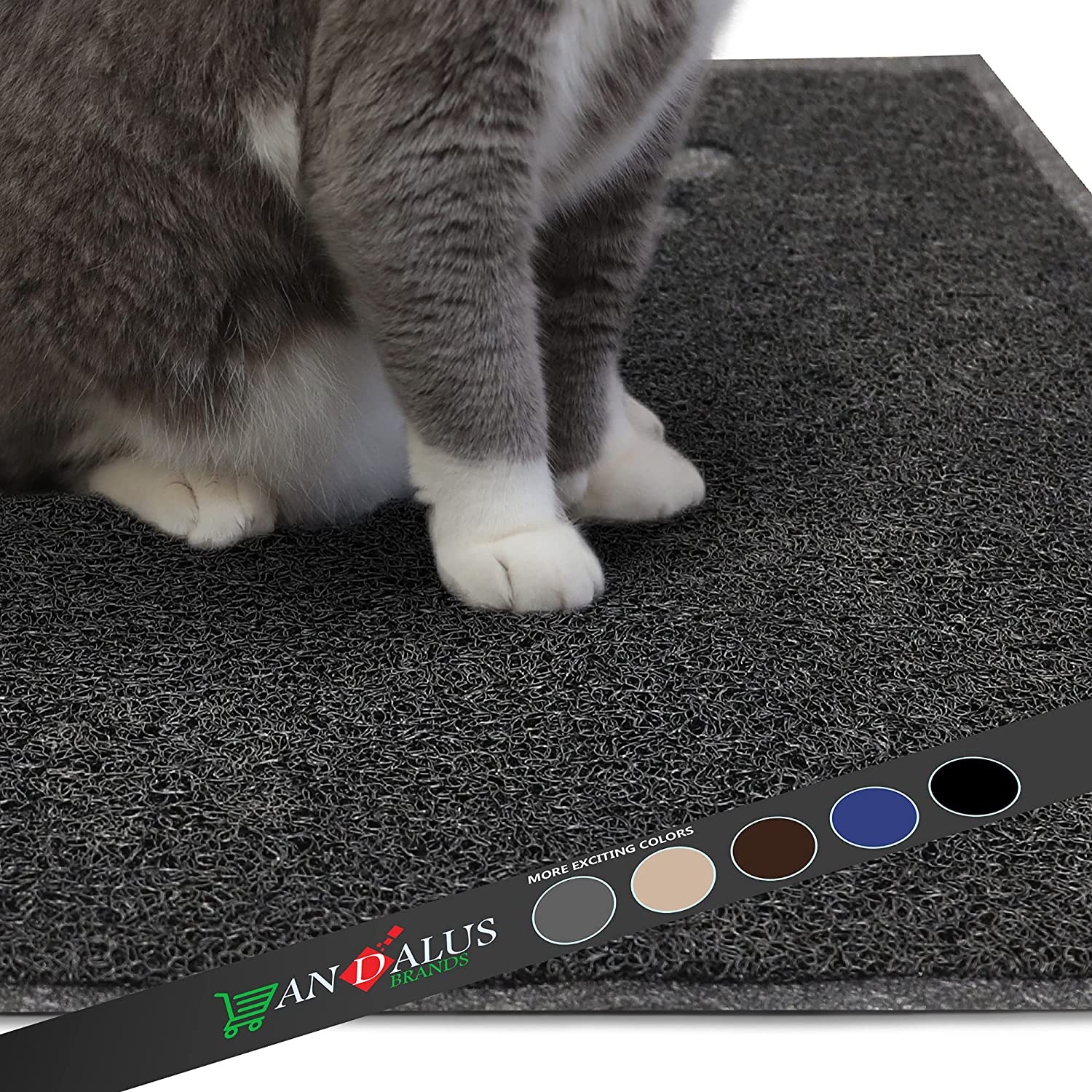 ANDALUS Cat Litter Mat - Kitty Litter Trapping Mat for Litter Boxes - Kitty Litter Mat to Trap Mess, Scatter Control - Washable Indoor Pet Rug and Carpet - Grey, Small (15.75" X 11.75") Animals & Pet Supplies > Pet Supplies > Cat Supplies > Cat Litter Box Mats ANDALUS BRANDS   