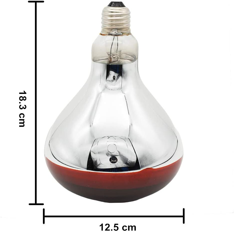 Fengrun Dark Red Hard Glass Infrared Heating Bulb 250 Watt for Chicken Farm, Pig Farm, Pets