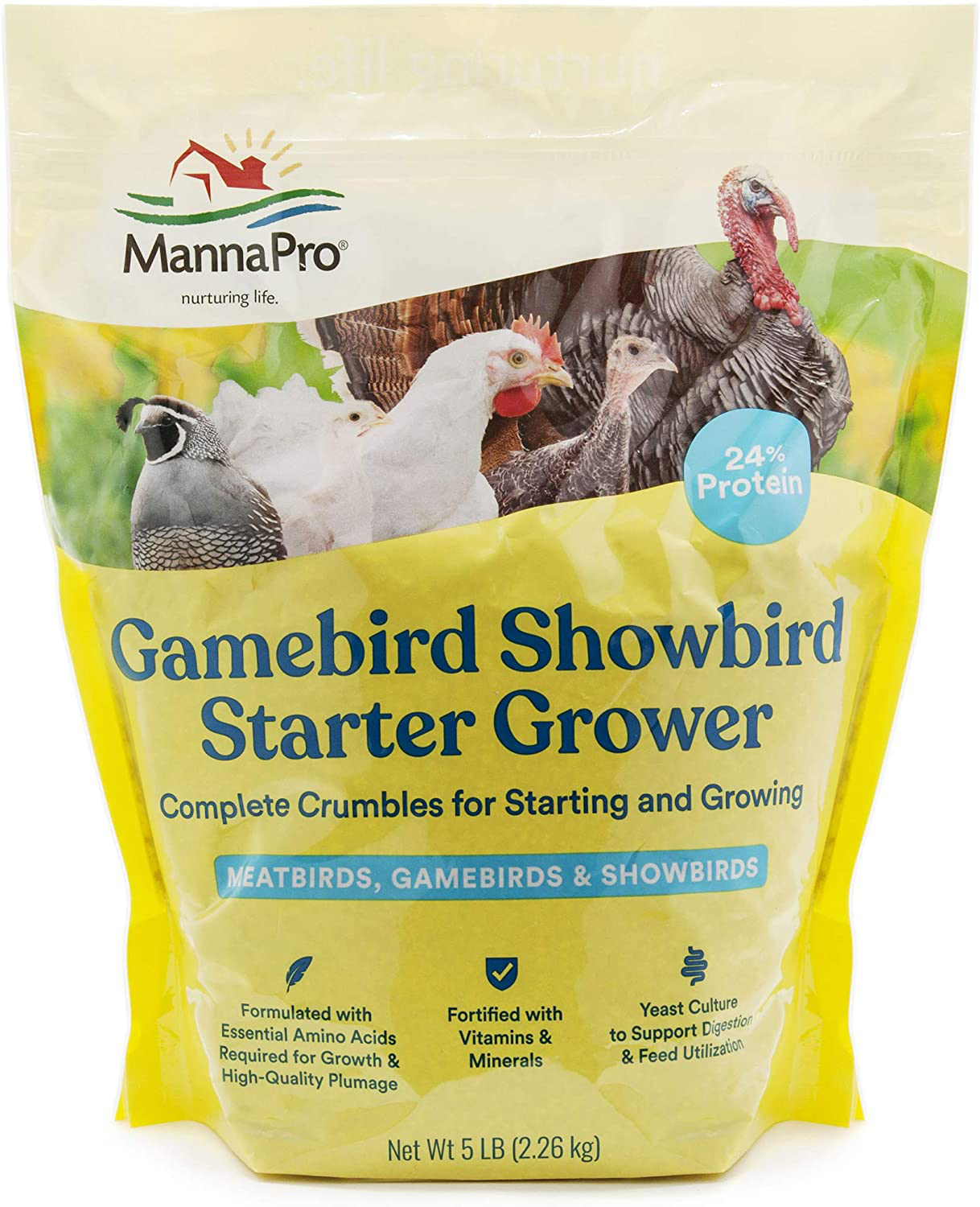 Manna Pro Gamebird Showbird Crumbles|Formulated with Vitamins & Minerals|5 Pounds Animals & Pet Supplies > Pet Supplies > Bird Supplies > Bird Food Manna Pro   