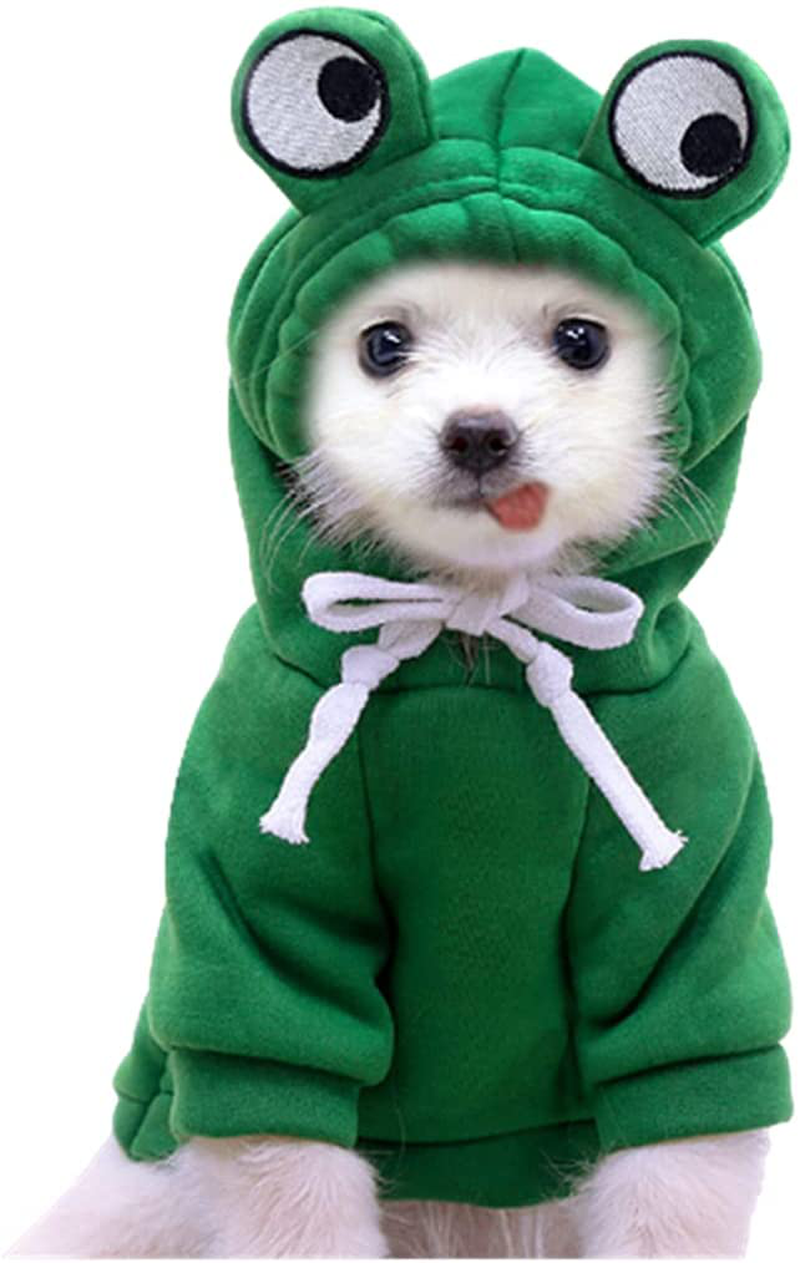 Frieyss Cute Green Dog Hoodie Clothes Costume Dog Fleece Sweater for Dogs Puppy Coat Dog Warm Clothe