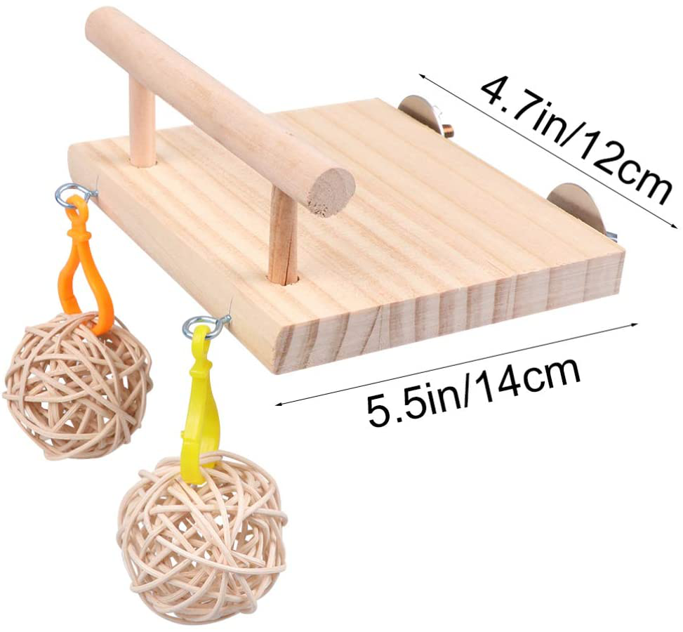 POPETPOP Bird Perches Cage Toy - Hamster Wooden Platform Parrot Play Gym Stands with Swing,Rattan Ball,Ferris Wheel Ladder Pet Training Playground for Birds Cockatiels Conures Hamster Rat Animals & Pet Supplies > Pet Supplies > Bird Supplies > Bird Gyms & Playstands POPETPOP   