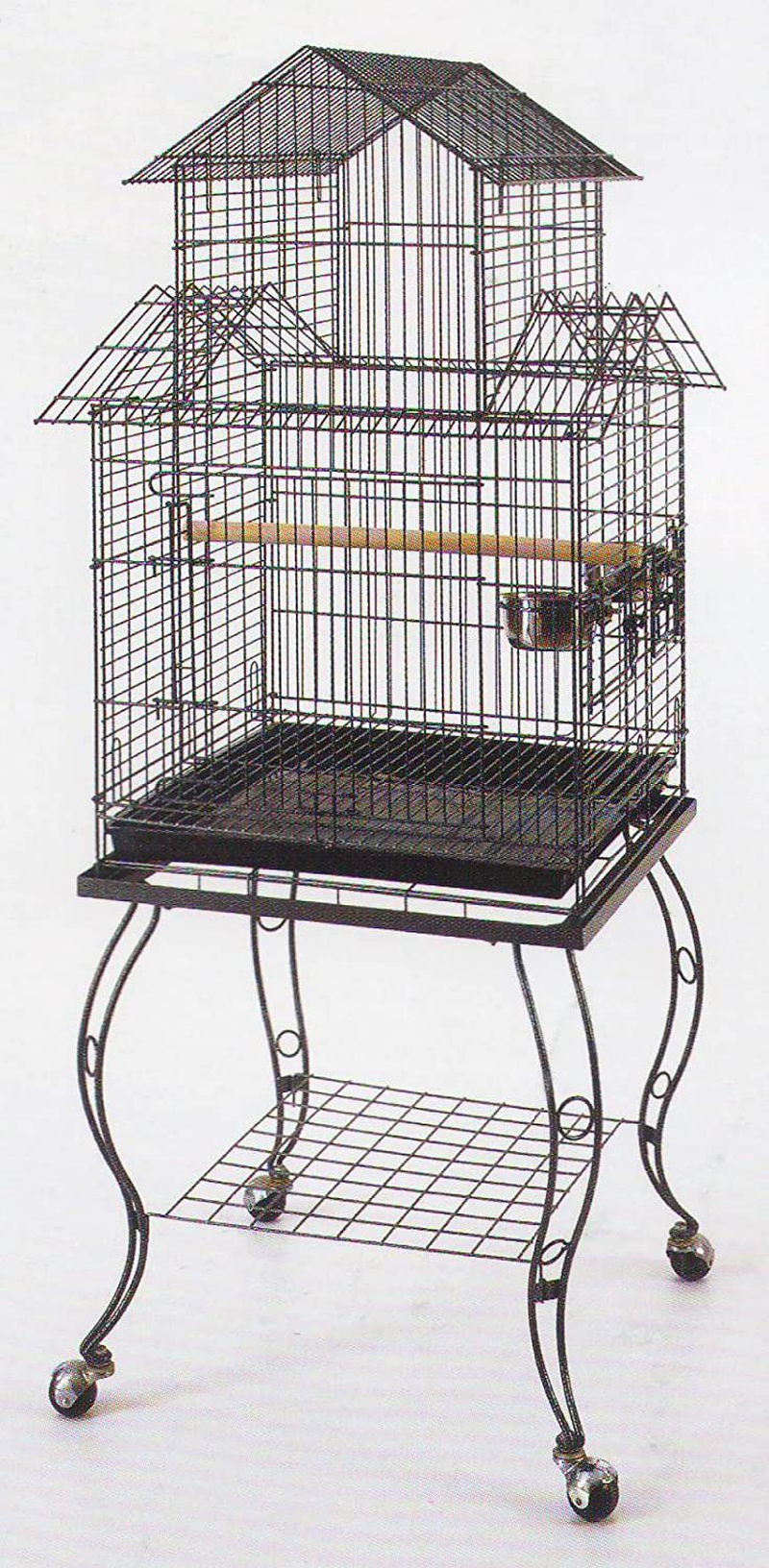 Large 20-Inch Pagoda House Roof Top Parrot Lovebird Cockatiel Cockatiels Parakeets Cage with Stand, Black Vein Animals & Pet Supplies > Pet Supplies > Bird Supplies > Bird Cages & Stands Mcage   