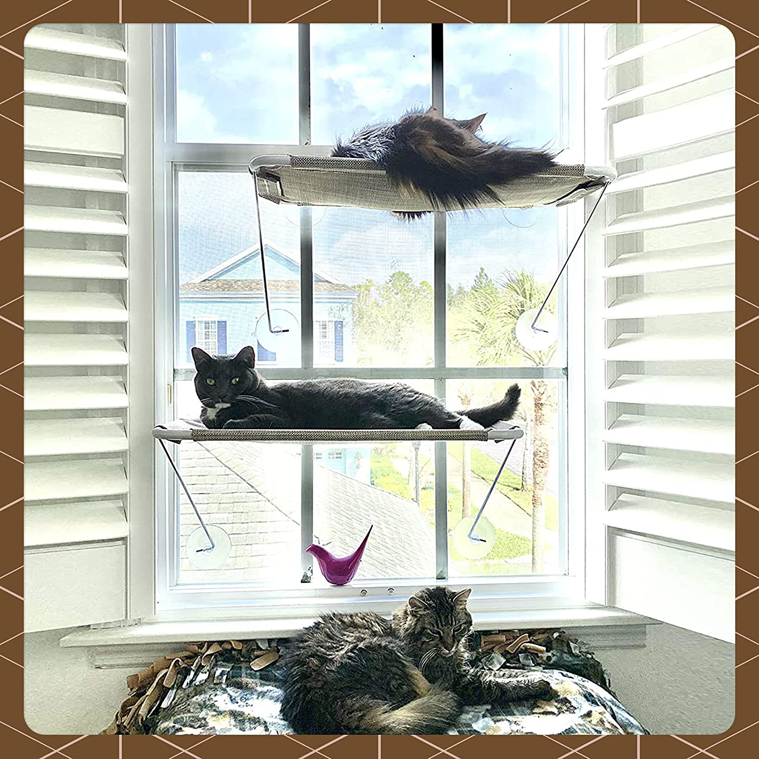 LSAIFATER All around 360° Sunbath and Lower Support Safety Iron Cat Window Perch, Cat Hammock Window Seat for Any Cats Animals & Pet Supplies > Pet Supplies > Cat Supplies > Cat Furniture LSAIFATER   