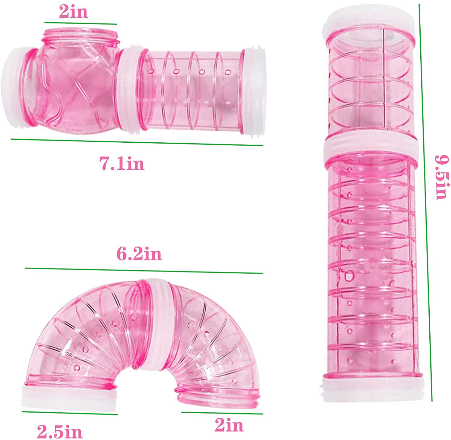 Hamster Tube Set, Transparent Curved Pipe Pet Cage Tunnel DIY Creative Connection Tunnel Excercise Toy for Mouse Hamster Rat and Other Small Animals Animals & Pet Supplies > Pet Supplies > Small Animal Supplies > Small Animal Habitat Accessories Tirifer   