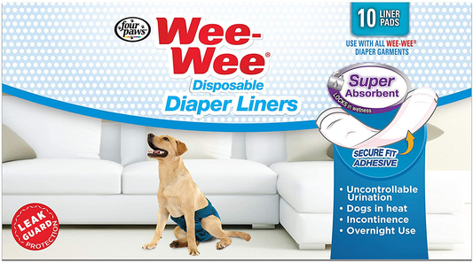 Four Paws Wee-Wee Super Absorbent Disposable Dog Diaper Liners 10 Count Animals & Pet Supplies > Pet Supplies > Dog Supplies > Dog Diaper Pads & Liners Four Paws   