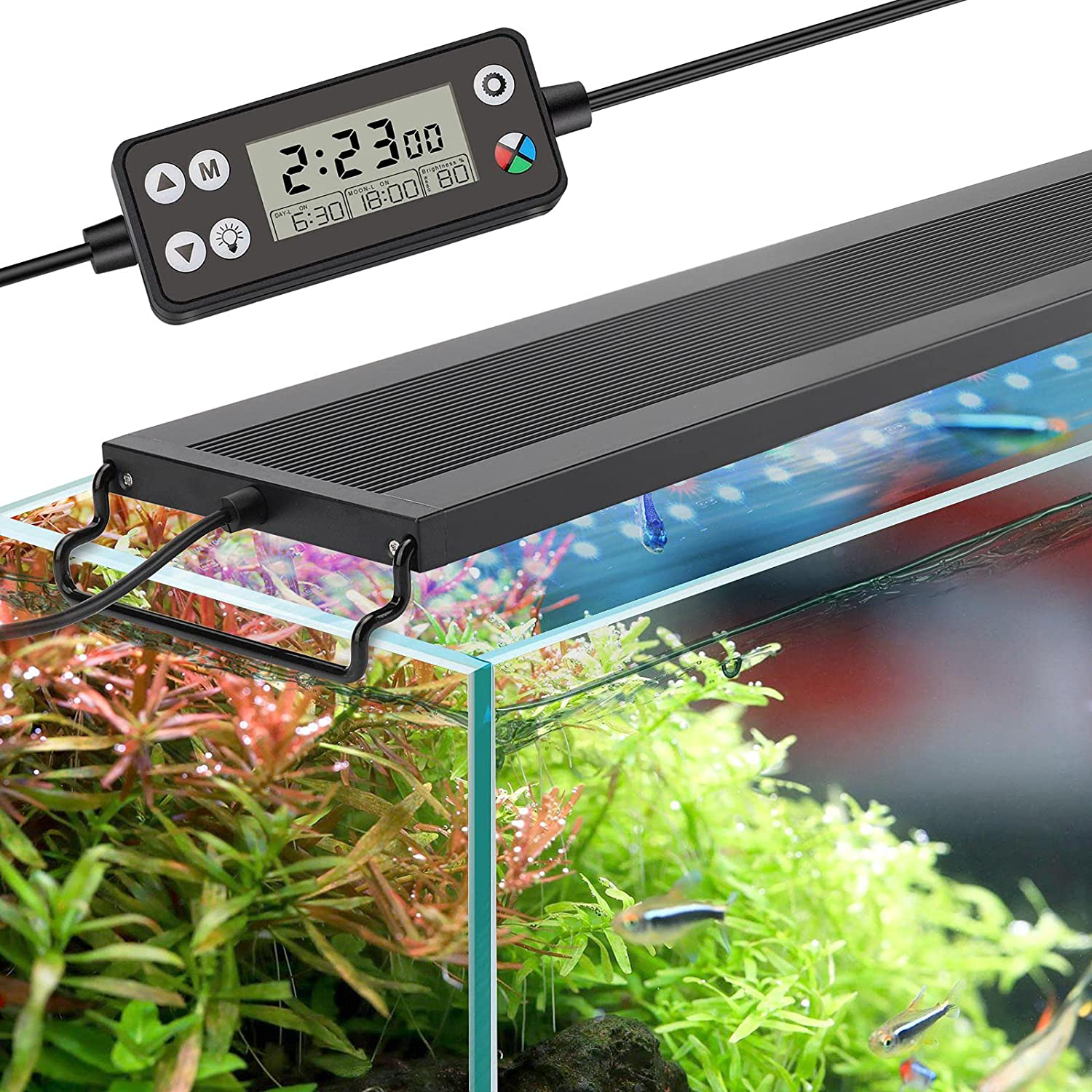 Hygger Auto on off LED Aquarium Light, Full Spectrum Fish Tank Light with LCD Monitor, 24/7 Lighting Cycle, 7 Colors, Adjustable Timer, IP68 Waterproof, 3 Modes for 12"-18" Freshwater Planted Tank Animals & Pet Supplies > Pet Supplies > Fish Supplies > Aquarium Lighting hygger 42W (for 48-54 inch tank)  