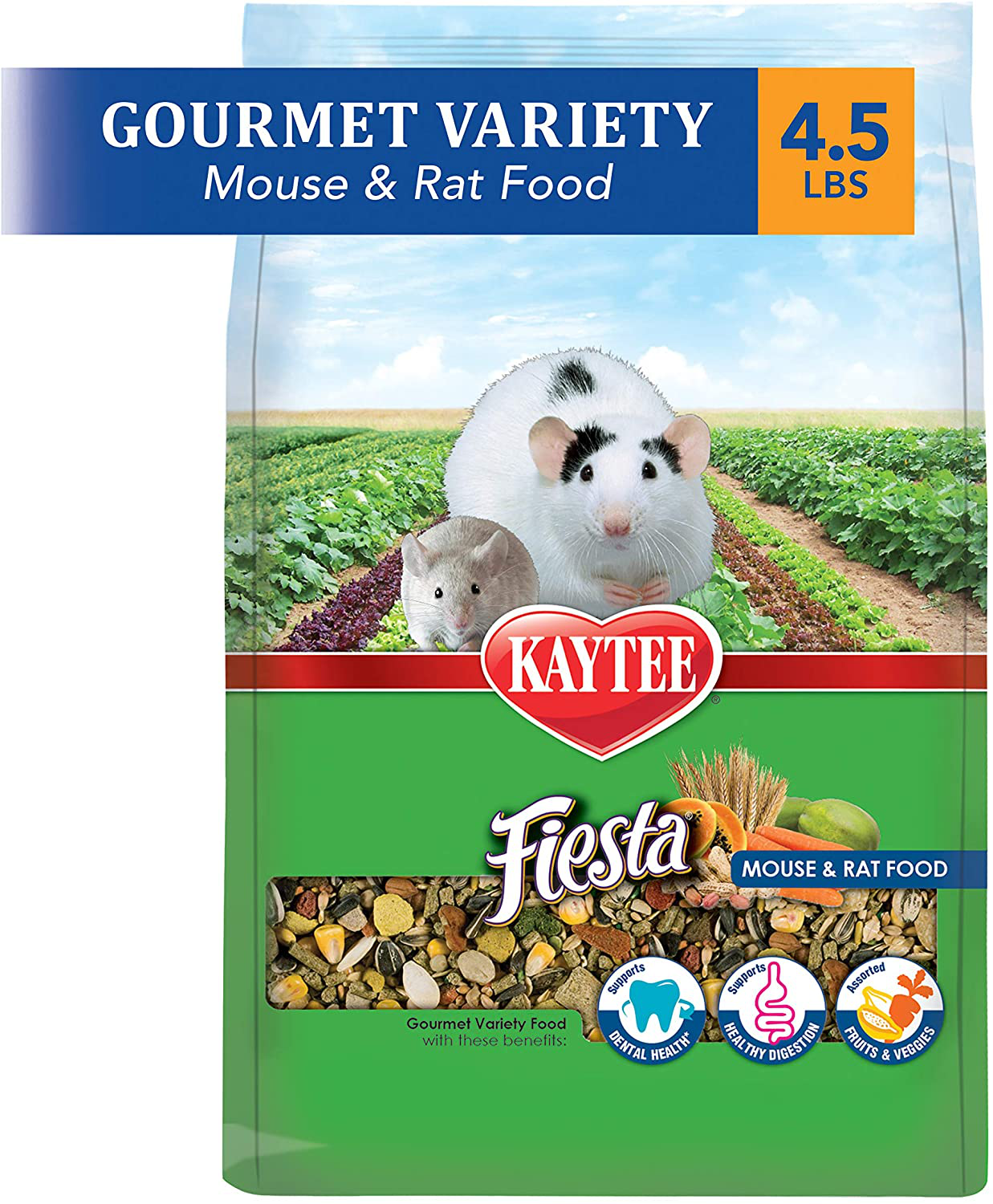 Kaytee Fiesta Mouse and Rat Food 4.5 Lb, Fortified Gourmet Diet