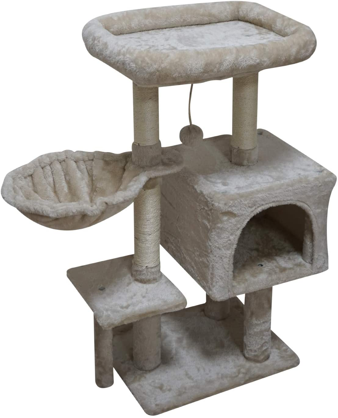 FISH&NAP Cat Tree Cat Tower Cat Condo Sisal Scratching Posts with Jump Platform Cat Furniture Activity Center Play House Grey Animals & Pet Supplies > Pet Supplies > Cat Supplies > Cat Furniture FISH&NAP Beige  