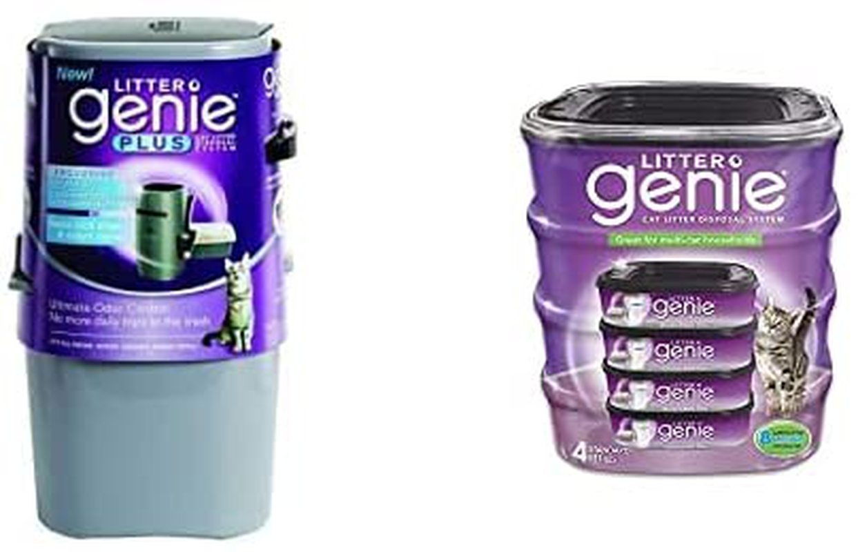 Litter Genie Silver plus Pail with 4 Refills