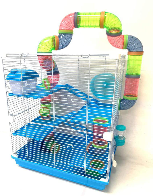 Mcage 5-Tiers Hamster House Small Animal Habitat Cage with Running Wheel Hide House Crossover Tube Water Bottle Feeder Bowl Ladder Animals & Pet Supplies > Pet Supplies > Small Animal Supplies > Small Animal Habitats & Cages Mcage   