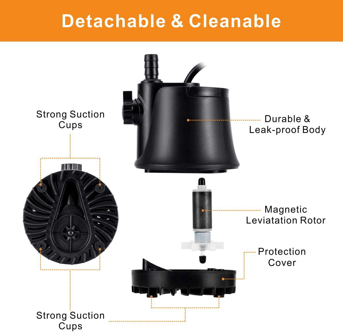 AQQA 265-800 GPH Submersible Aquarium Water Pump with Adjustable Switch, Water Removal and Drainage Sump Cleaning Pump with 2 Nozzles for Aquarium, Pond, Fish Tank, Hydroponics, Backyard (15W 265GPH) Animals & Pet Supplies > Pet Supplies > Fish Supplies > Aquarium & Pond Tubing AQQA   