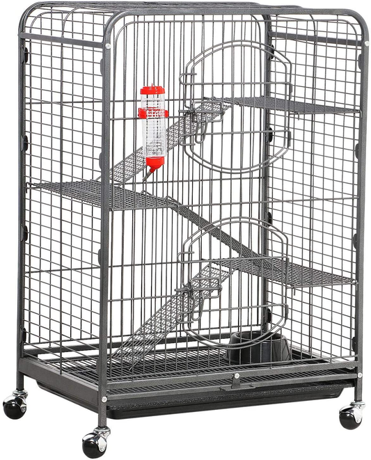 Topeakmart Metal 3-Tier Ferret Cage, 37 Inch Small Animals Pet Hutch with 2 Front Doors/Feeder/Wheels/Tray, Indoor Rolling Critter Nation for Lovely Chinchilla/Squirrel, Black, Easy Assembly & Clean Animals & Pet Supplies > Pet Supplies > Small Animal Supplies > Small Animal Habitat Accessories Topeakmart   