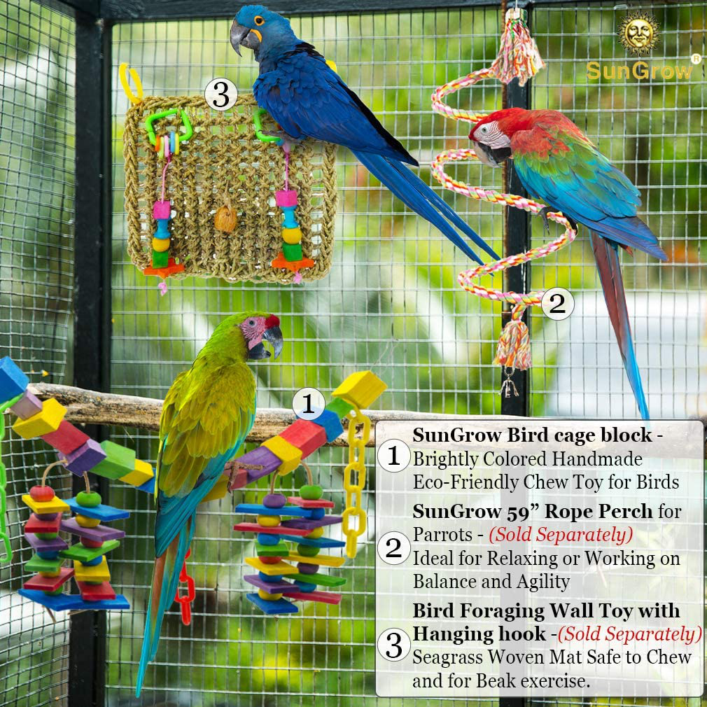 Sungrow Parrot Toy, 19” X 7.5”, Colorful Wooden Beads and Metal Chain Link Hanger, Multicolored, 1 Pc per Pack Animals & Pet Supplies > Pet Supplies > Bird Supplies > Bird Toys SunGrow   