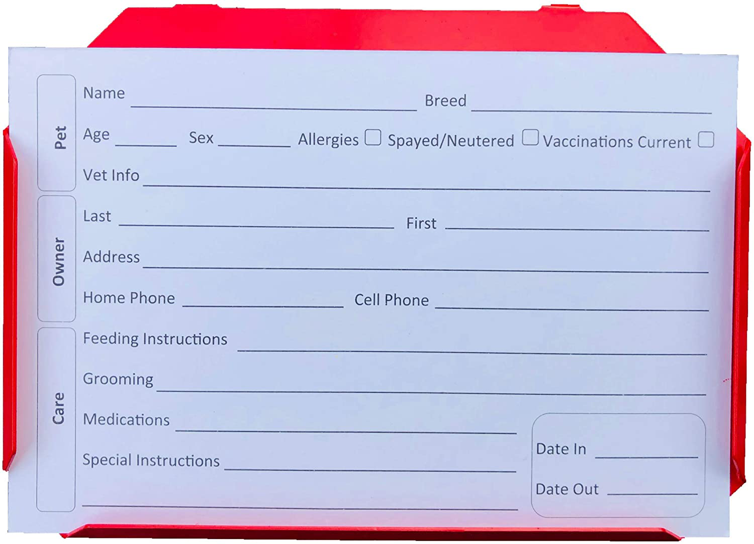 Kennel Cards (100 Pack 4 X 6 Inches) Dog Cat Pet Profile Record Card for Boarding, Vet, Shelter, Grooming (4 X 6 Inch)