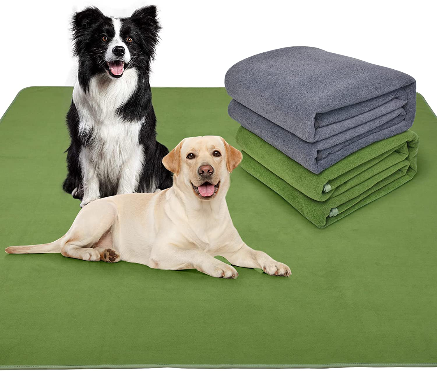 LOOBANI 2 Packs Extra Large 72"X72"/65"X48" Reusable Dog Mat for Floor, Non-Slip Washable Pee Pad for Dogs, Fast Absorbent Pet Whelping Pads & Playpen Mat for Incontinence