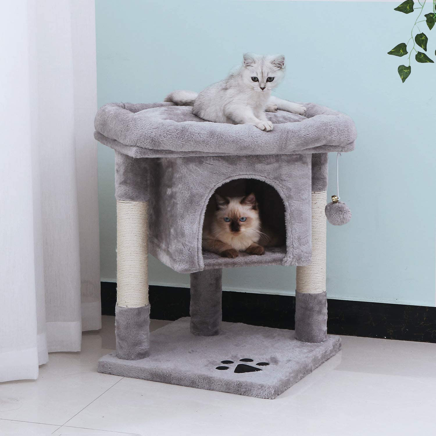 BEWISHOME Cat Tree Cat House Cat Condo with Sisal Scratching Posts, Plush Perch, Cat Tower Furniture Cat Bed Kitty Activity Center Kitten Play House Animals & Pet Supplies > Pet Supplies > Cat Supplies > Cat Furniture BEWISHOME   