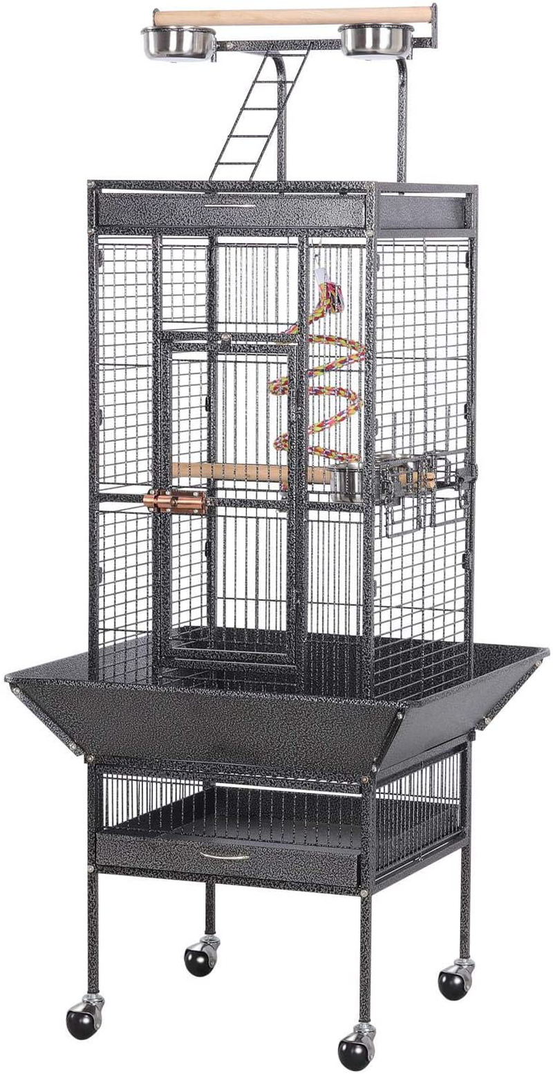 Go2Buy Wrought Iron Select Bird Cage Parrot Cockatoo Birdcage Stands, 61-Inch, Black Animals & Pet Supplies > Pet Supplies > Bird Supplies > Bird Cages & Stands go2buy   