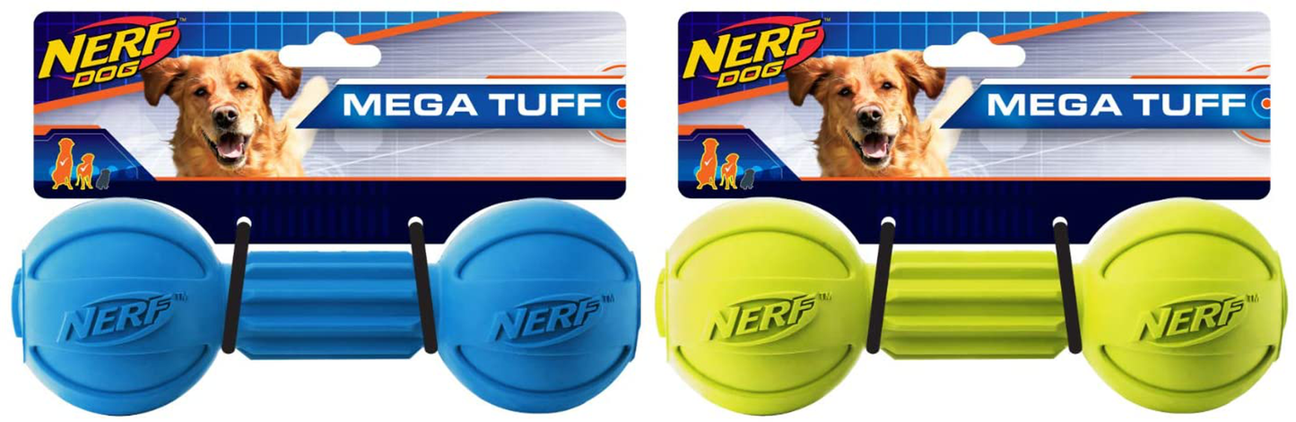Nerf Dog Barbell Chew Toy Animals & Pet Supplies > Pet Supplies > Dog Supplies > Dog Toys Nerf Dog Blue and Green 2-Pack 