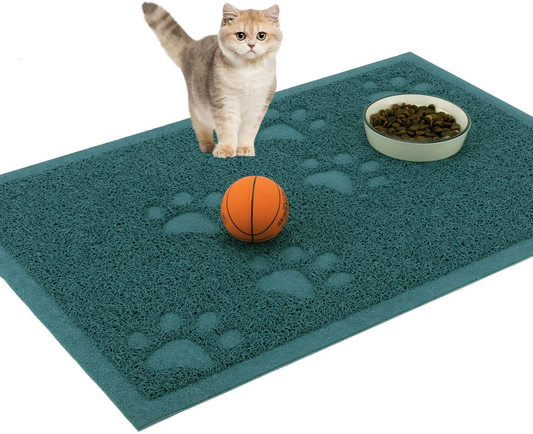 URDOGSL Cat Litter Mat, Premium Durable Cat Litter Trapping Mat for Litter Boxes, Water Resistant and Scatter Control Cat Feeding Mat, Non-Slip Backing, Easy to Clean Animals & Pet Supplies > Pet Supplies > Cat Supplies > Cat Litter Box Mats URDOGSL Silver Blue 23.5"x15.75" 