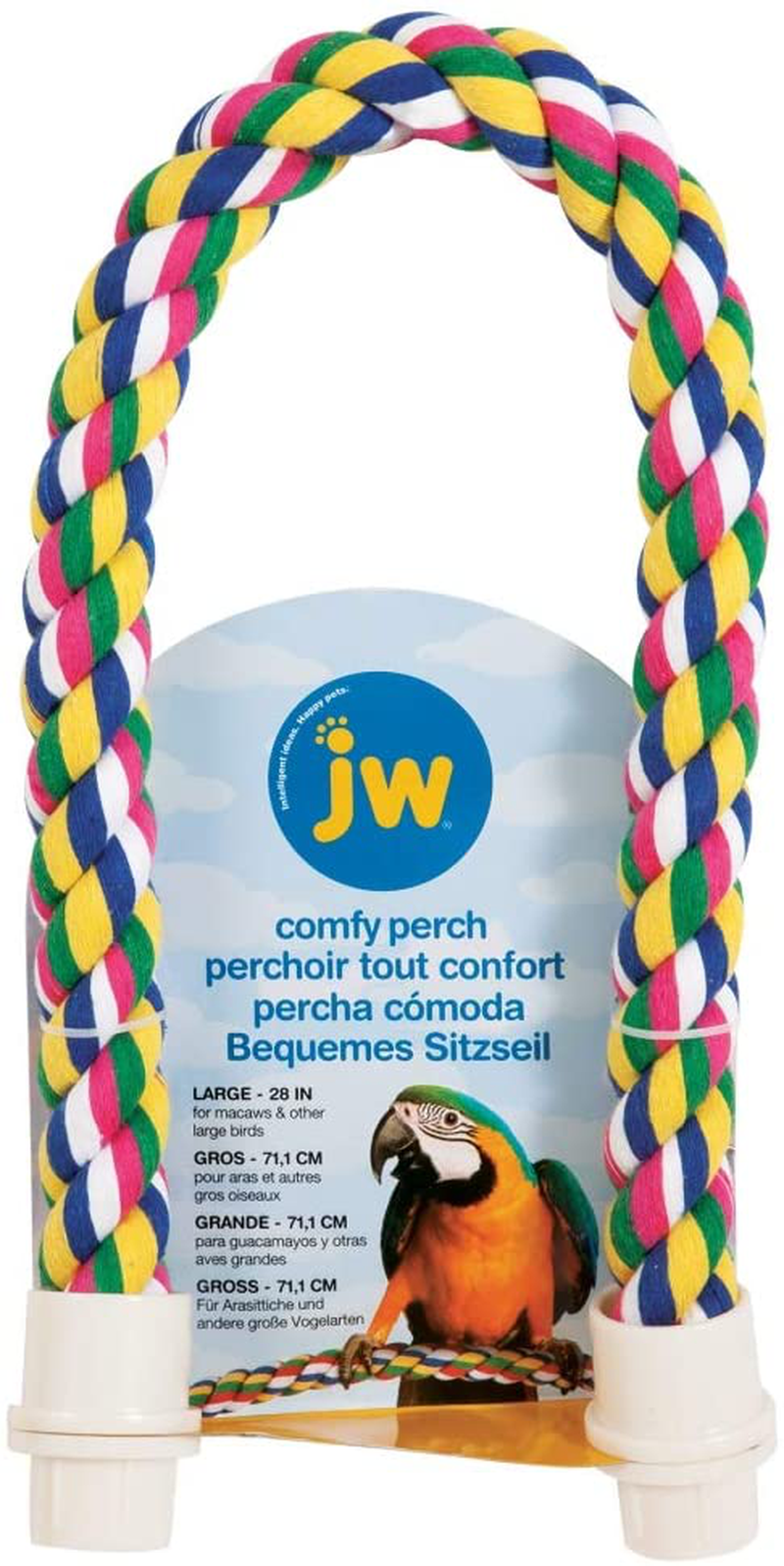JW Pet Comfy Perch for Birds Flexible Multi-Color Rope. 28" L Animals & Pet Supplies > Pet Supplies > Bird Supplies > Bird Ladders & Perches JW   