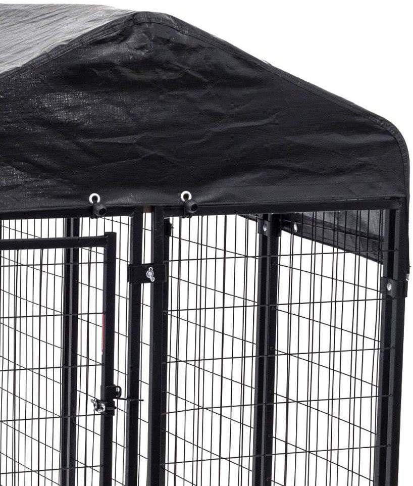 Lucky Dog 60548 8Ft X 4Ft X 6Ft Uptown Welded Wire Outdoor Dog Kennel Playpen Crate with Heavy Duty Uv-Resistant Waterproof Cover, Black