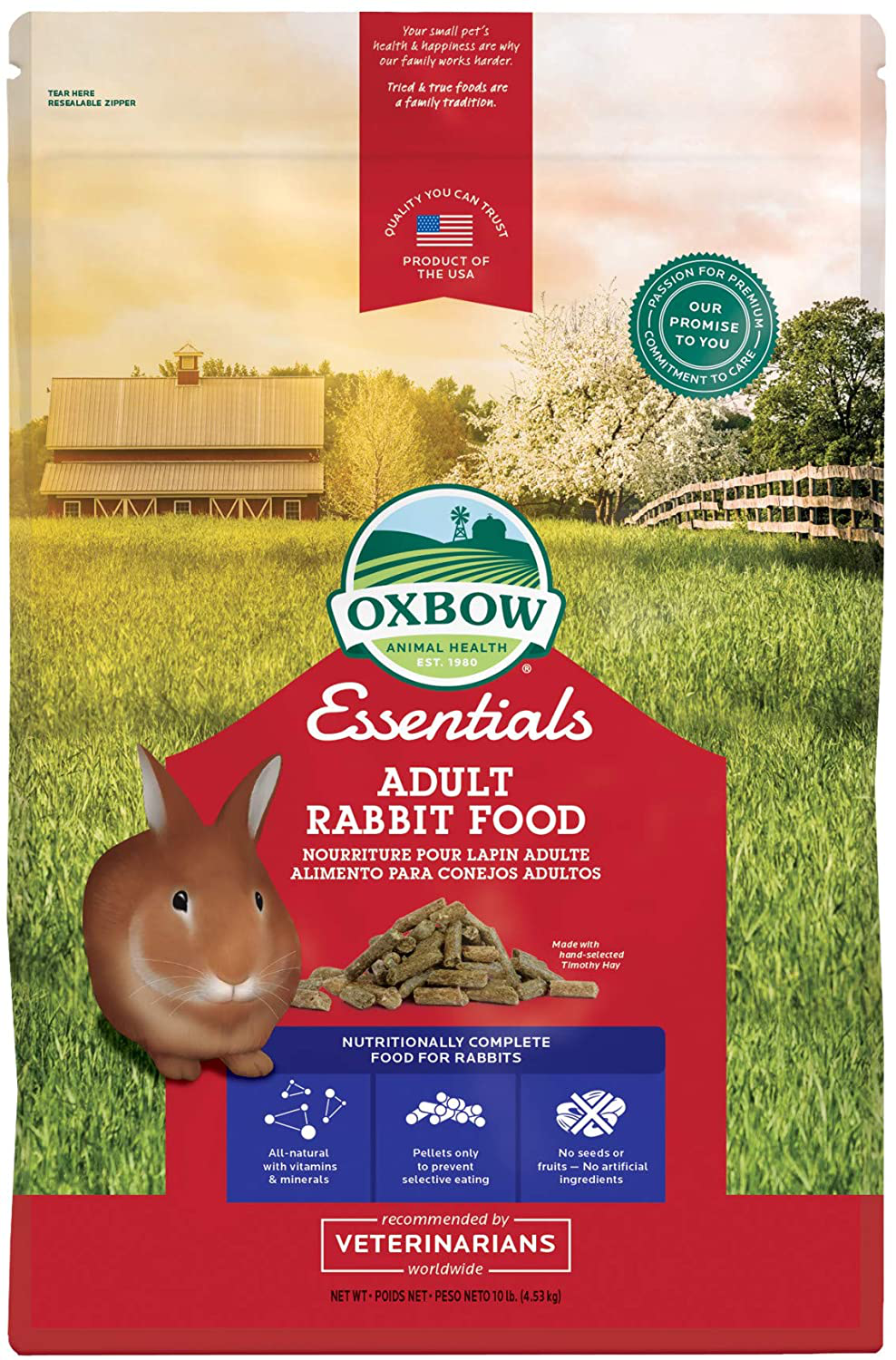 Oxbow Essentials Rabbit Food - All Natural Rabbit Pellets Animals & Pet Supplies > Pet Supplies > Small Animal Supplies > Small Animal Food Oxbow   