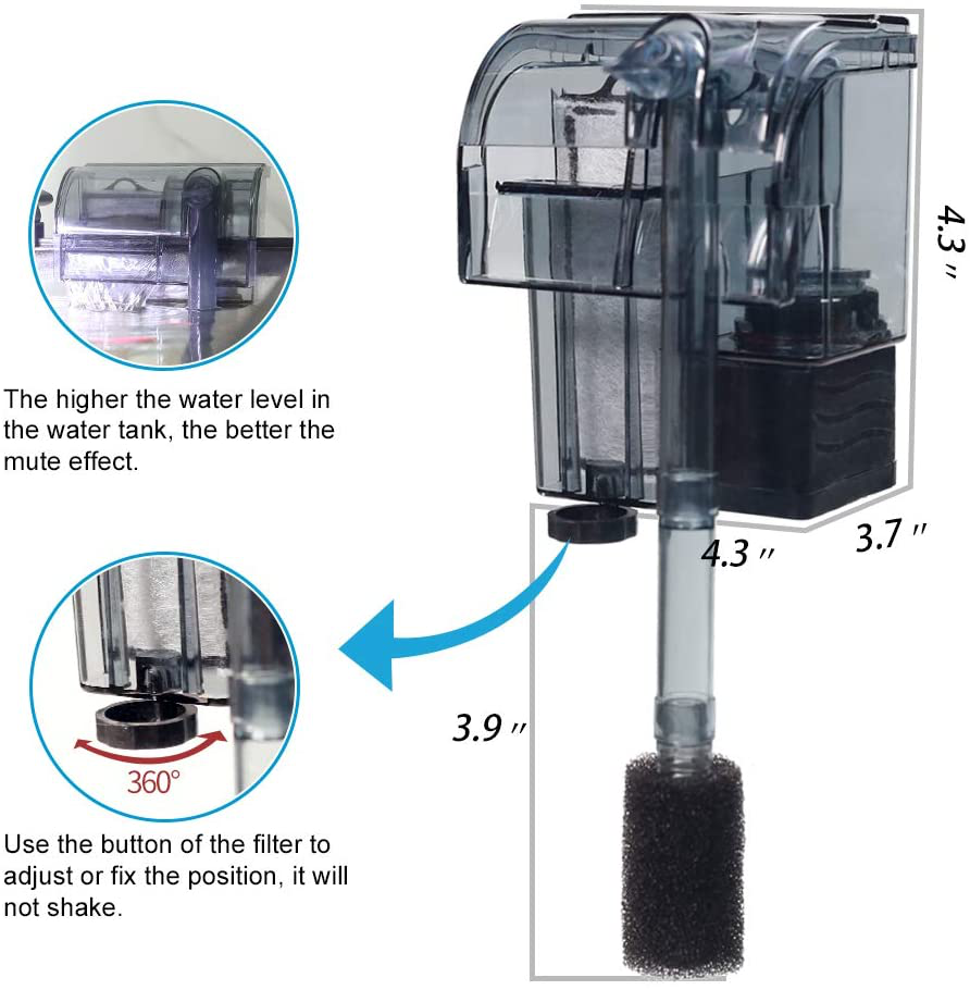 Boxtech Aquarium Hang on Filter - Power Waterfall Suspension Oxygen Pump - Submersible Hanging Activated Carbon Biochemical Wall Mounted Fish Tank Filtration Water Animals & Pet Supplies > Pet Supplies > Fish Supplies > Aquarium Filters boxtech   