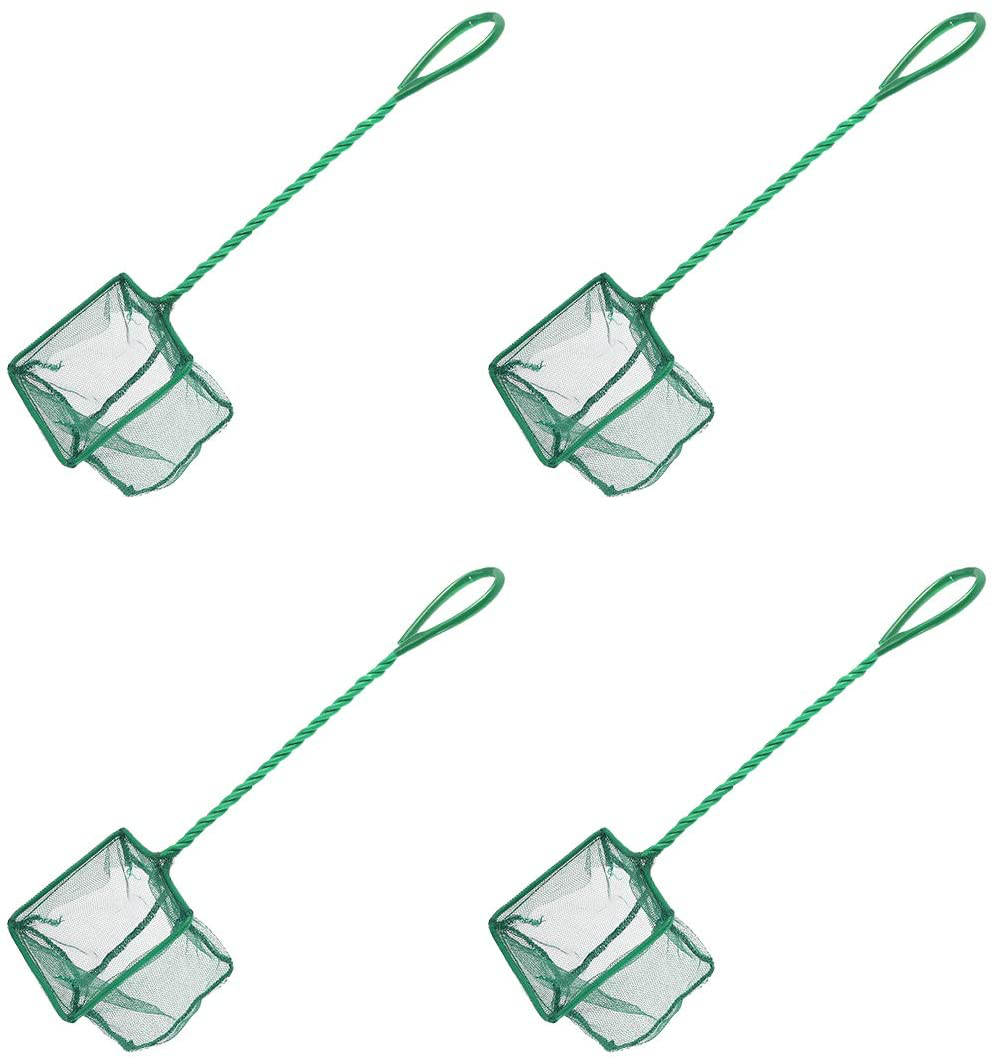 POPETPOP Portable Fishing Net Shrimp Dip Net with Handle for Aquarium Fish Tank Pond 4 Inch 4Pcs (Green) Animals & Pet Supplies > Pet Supplies > Fish Supplies > Aquarium Fish Nets POPETPOP   