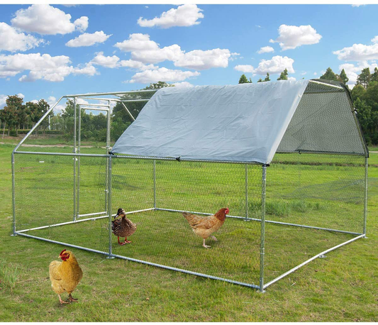 Large Metal Chicken Coop Walk-In Poultry Cage Hen Run House Rabbits Habitat Cage Flat Roofed Cage with Waterproof and Anti-Ultraviolet Cover for Outdoor Backyard Farm Use (9.2' L X 12.5' W X 6.4' H) Animals & Pet Supplies > Pet Supplies > Dog Supplies > Dog Kennels & Runs Polar Aurora 9.2' L x 12.5' W x 6.4' H  