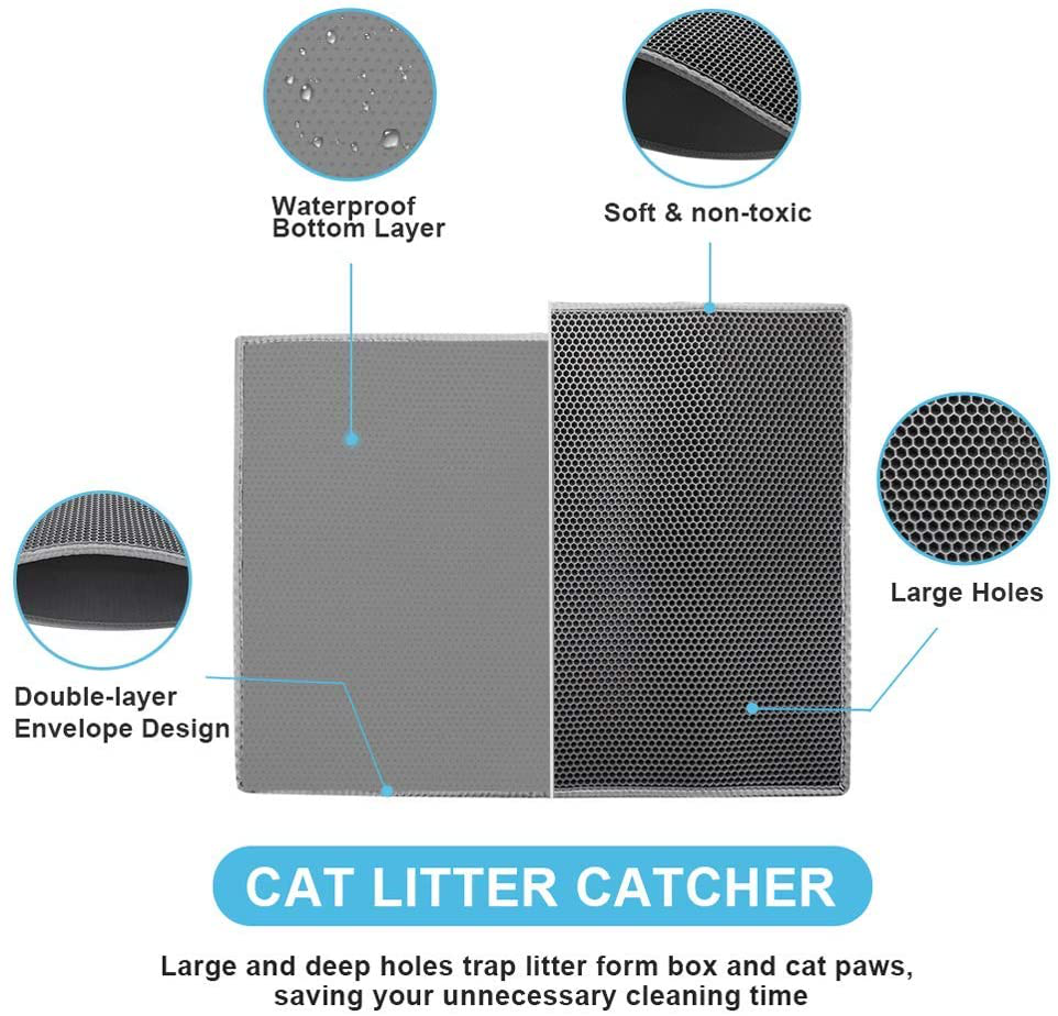 Bull-O Cat Litter Mat Litter Trapper Size 24” X 15”, Honeycomb Double-Layer Design Waterproof Urine Proof Material, 2-Layer Sifting Easy Clean Scatter Control Animals & Pet Supplies > Pet Supplies > Cat Supplies > Cat Litter Box Mats Bulkniu   