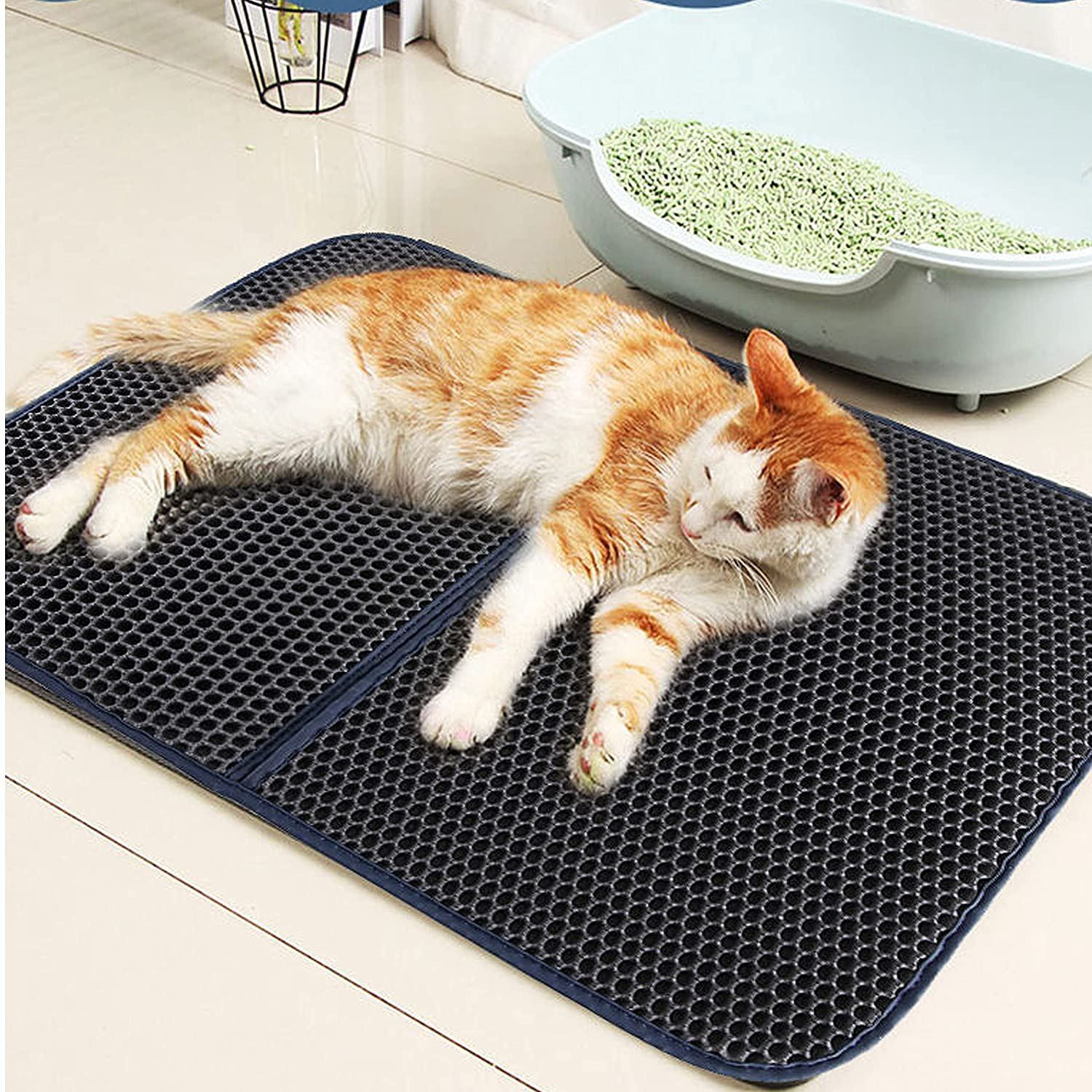 KIODOKY Cat Litter Mat Waterproof Double-Layer Foldable Litter Trapper Pad