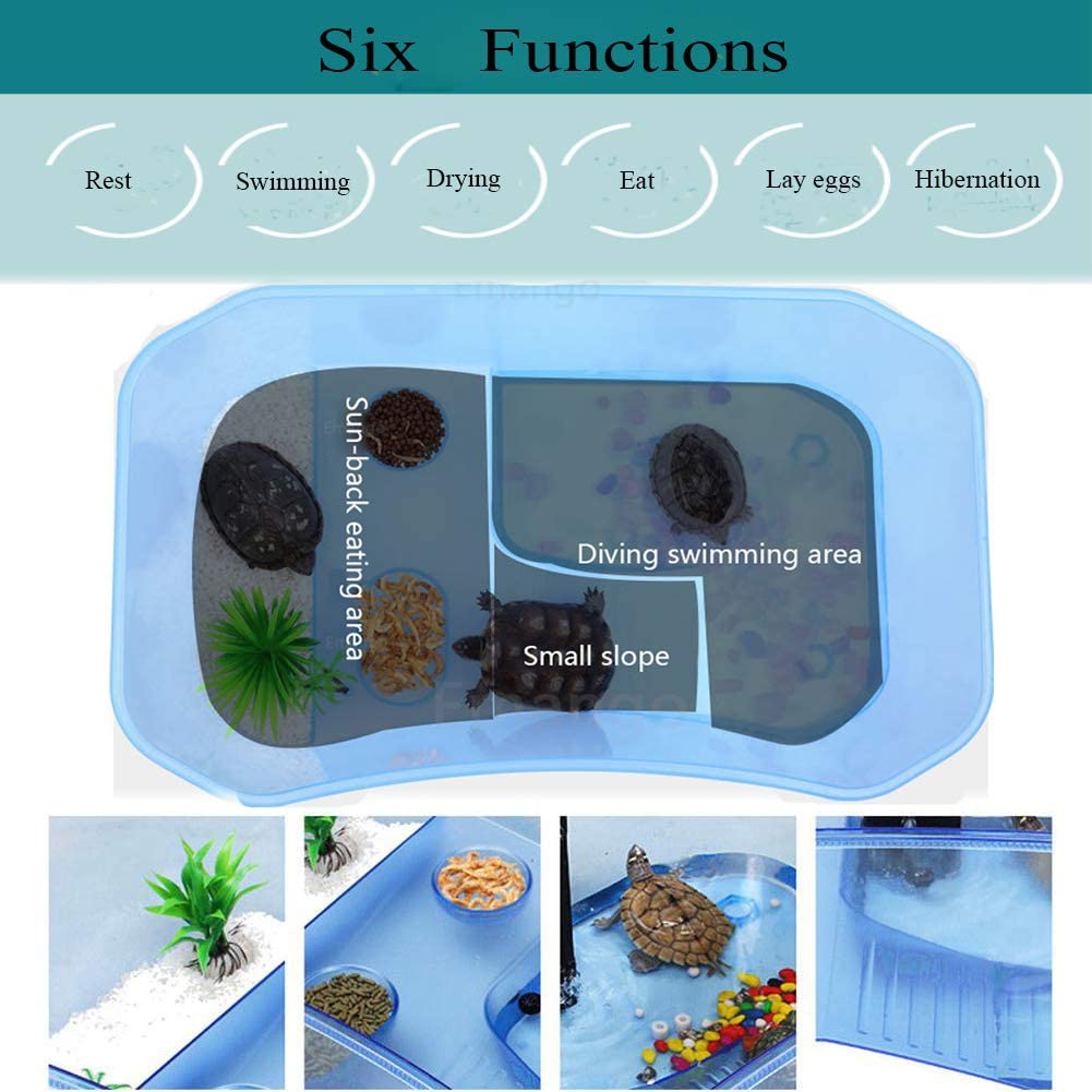 Reptile Habitat,Turtle Habitat Terrapin Lake Reptile Aquarium Tank with Platform Plants (Blue)(Excluding Accessories Animals & Pet Supplies > Pet Supplies > Reptile & Amphibian Supplies > Reptile & Amphibian Habitat Accessories Hamiledyi   