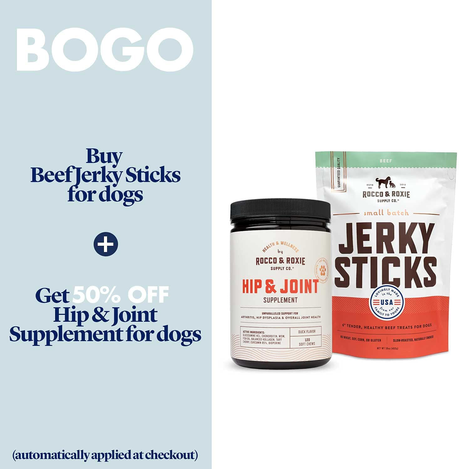 Rocco & Roxie - Jerky Dog Treats Made in the USA – Puppy Supplies - Training Treats for Dogs Potty Training - Slow Roasted Snacks for Small, Medium and Large Dogs - Soft Chews Animals & Pet Supplies > Pet Supplies > Dog Supplies > Dog Treats Rocco & Roxie Supply Co.   