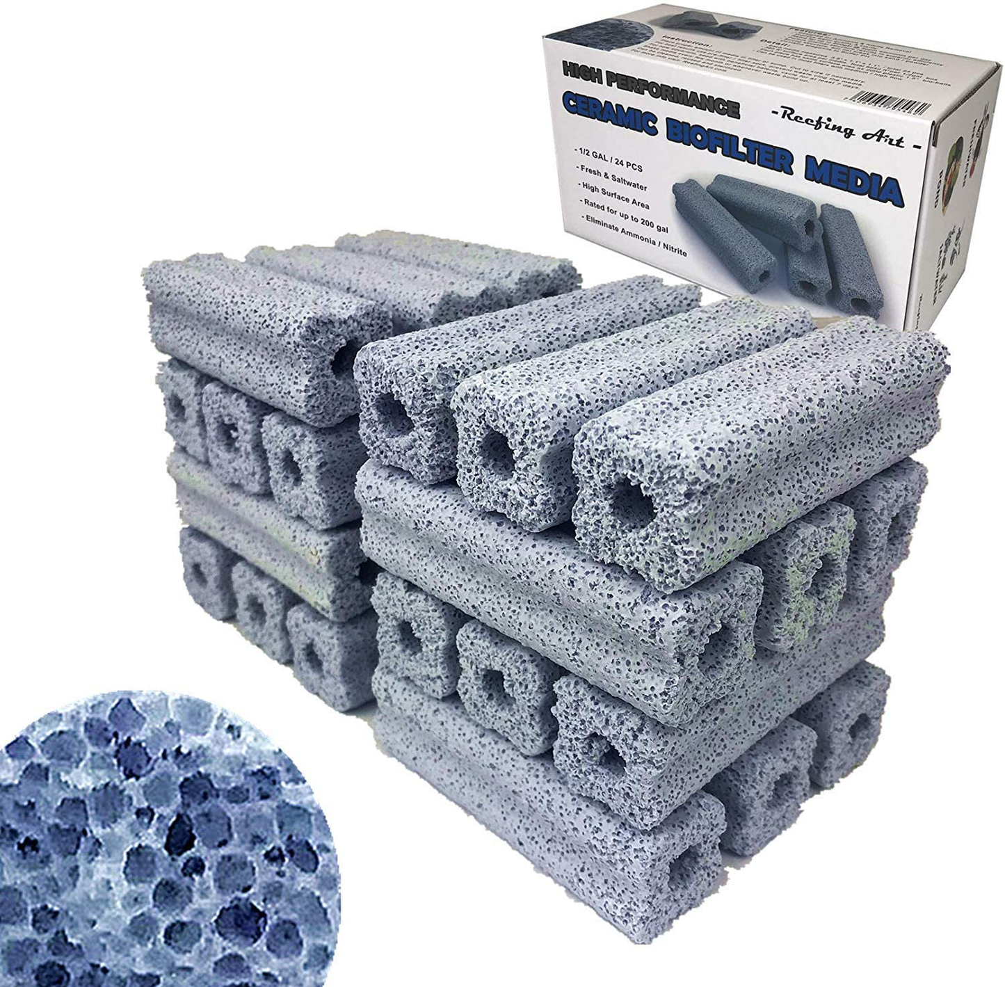 Reefing Art Ceramic Bio Filter Media Vast Surface Area for Aquarium Sump Canister (1 Box / 24 Pcs) Animals & Pet Supplies > Pet Supplies > Fish Supplies > Aquarium Filters Reefing Art   