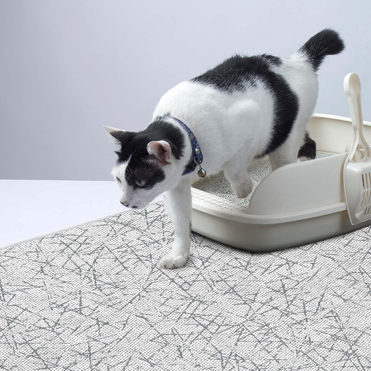 SUSSEXHOME Pets Ultra-Thin Cat and Dog Litter Mat for Litter Box - Washable Soft Natural Cotton Cat and Dog Litter Trapping Mat - Paws-Kind Slip Resistant Litter Catching Mat Animals & Pet Supplies > Pet Supplies > Cat Supplies > Cat Litter Box Mats SUSSEXHOME Geometric-White 20x31.5 inch 