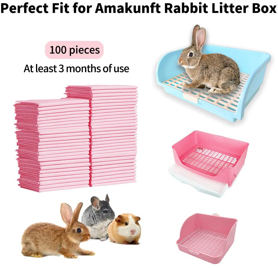 Amakunft 100 Pcs Rabbit Pee Pads, 18" X 13" Pet Toilet/Potty Training Pads, Super Absorbent Guinea Pig Disposable Diaper for Hedgehog, Hamster, Chinchilla, Cat, Reptile and Other Small Animal Animals & Pet Supplies > Pet Supplies > Small Animal Supplies > Small Animal Bedding Amakunft   