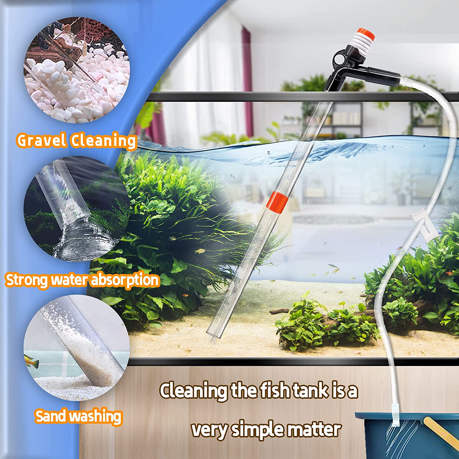 STARROAD-TIM Fish Tank Aquarium Gravel Cleaner Kit Long Nozzle Water Changer for Water Changing and Filter Gravel Cleaning with Air-Pressing Button and Adjustable Water Flow Controller Animals & Pet Supplies > Pet Supplies > Fish Supplies > Aquarium Gravel & Substrates STARROAD-TIM   