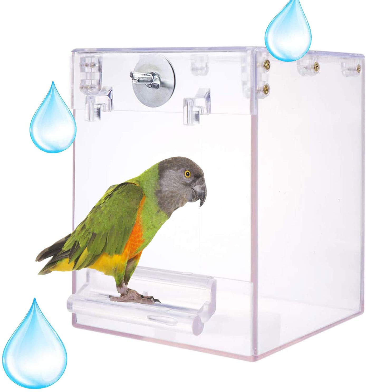 Chenming Bird Bath for Cage,Parrot Birdbath Shower Accessories,No-Leakage Design Hanging Bathtub Tube Shower Box Bowl Cage Accessory for Pet Birds Canary Lovebirds Budgies