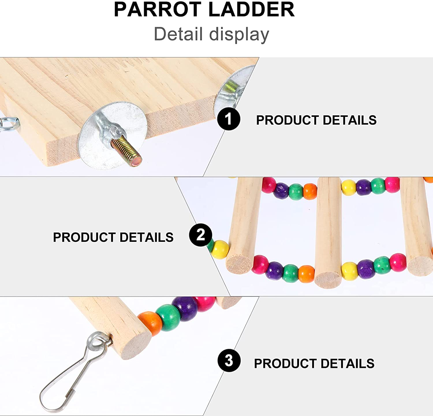 NUOBESTY Bird Ladder Perch Wood Parrot Bird Perch Stand Platform with Swing Bridge for Pet Training Playing Flexible Birds Cage Accessories