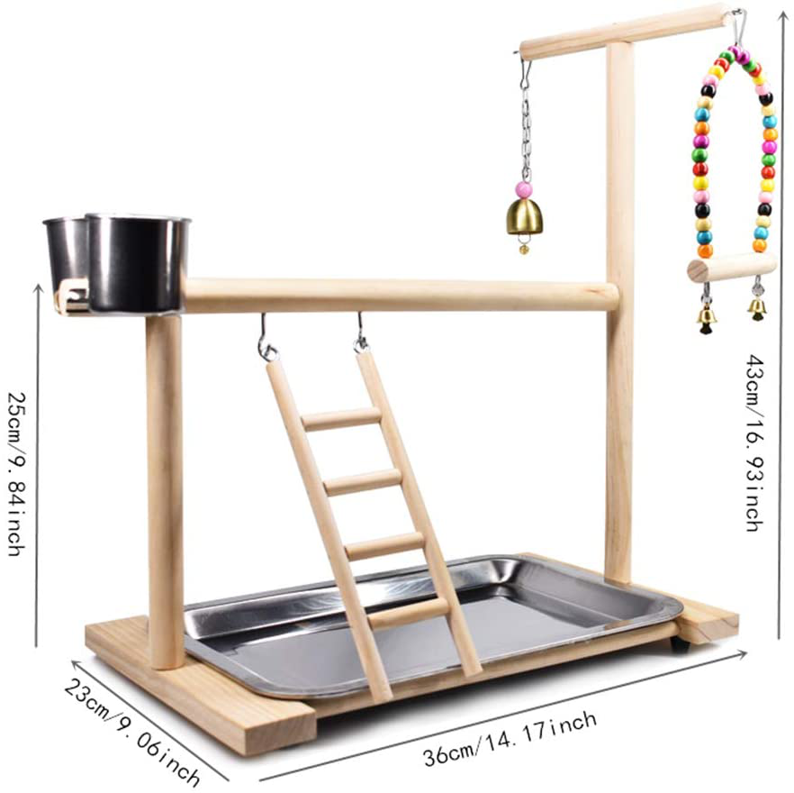 Bird Playground Parrot Playstand, Bird Play Stand with Feeder Seed Cups, Ladder Hanging Swing Chew Exercise Toys, for Conure Macaw Cockatiel Finch Small Animals Animals & Pet Supplies > Pet Supplies > Bird Supplies > Bird Gyms & Playstands Dbeans Flourithing   