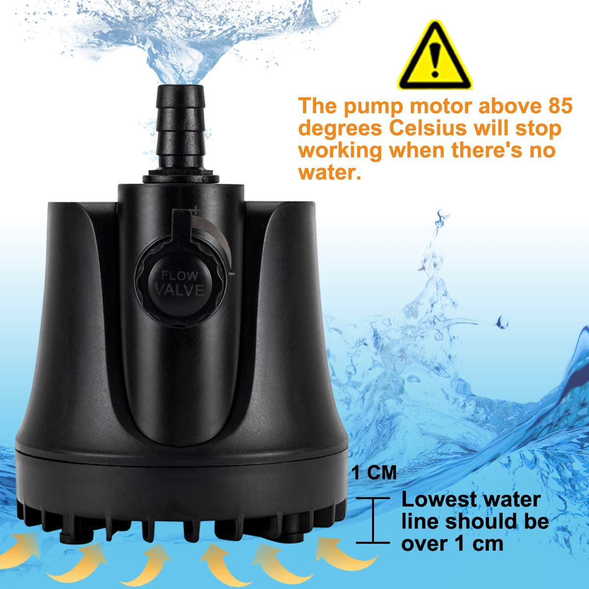 AQQA 265-800 GPH Submersible Aquarium Water Pump with Adjustable Switch, Water Removal and Drainage Sump Cleaning Pump with 2 Nozzles for Aquarium, Pond, Fish Tank, Hydroponics, Backyard (15W 265GPH) Animals & Pet Supplies > Pet Supplies > Fish Supplies > Aquarium & Pond Tubing AQQA   