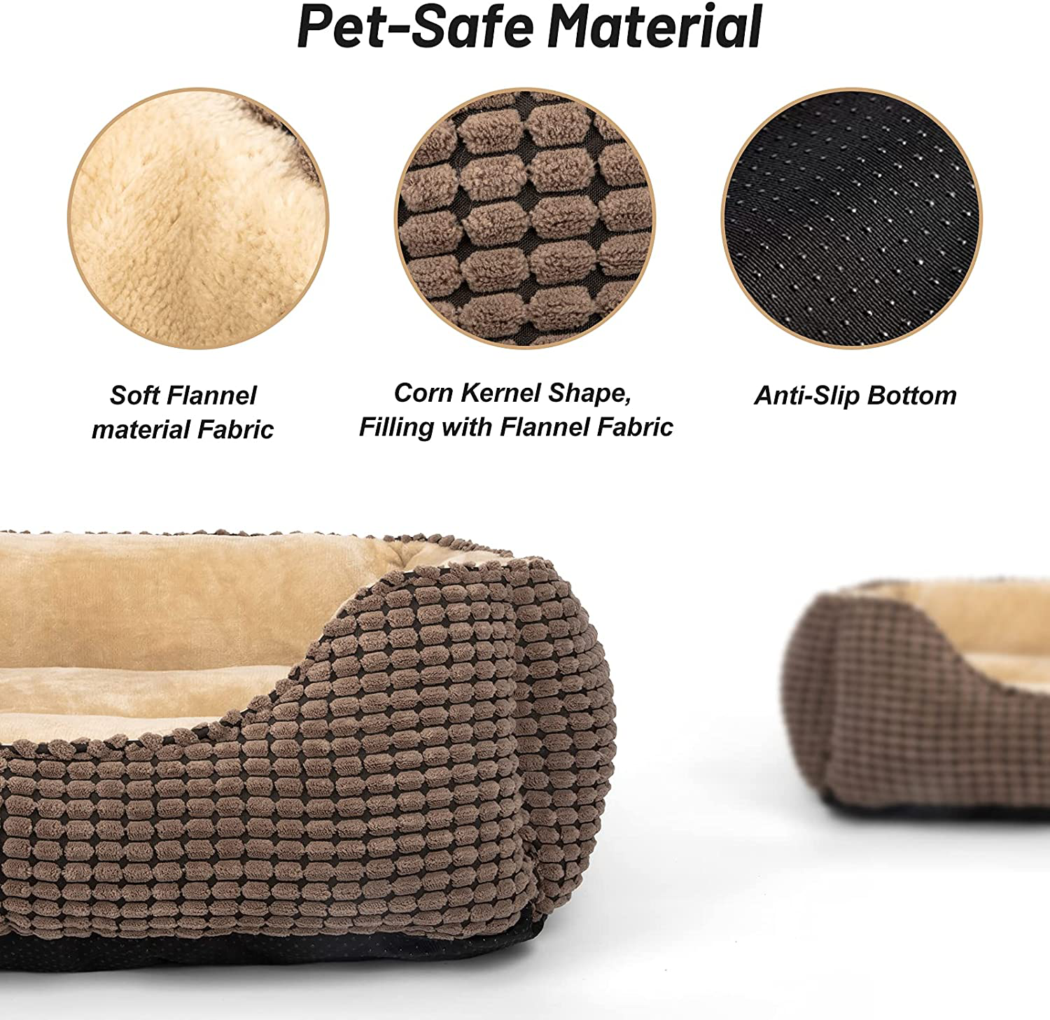 MIXJOY Dog Bed for Large Medium Small Dogs, Rectangle Washable Sleeping Puppy Bed, Orthopedic Pet Sofa Bed, Soft Calming Cat Beds for Indoor Cats, Anti-Slip Bottom with Multiple Size Animals & Pet Supplies > Pet Supplies > Cat Supplies > Cat Beds MIXJOY   