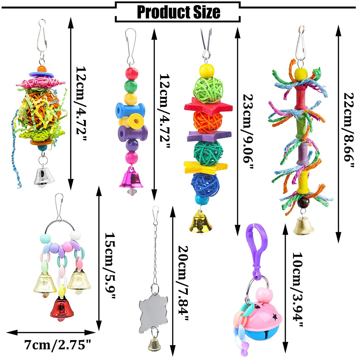 PINVNBY Bird Parrot Swing Chewing Toys Hanging Hammock Bell Pet Birds Cage Toys Wooden Perch with Wood Beads for Small Parakeets, Parrots, Conures, Love Birds, Cockatiels, Macaws, Finches